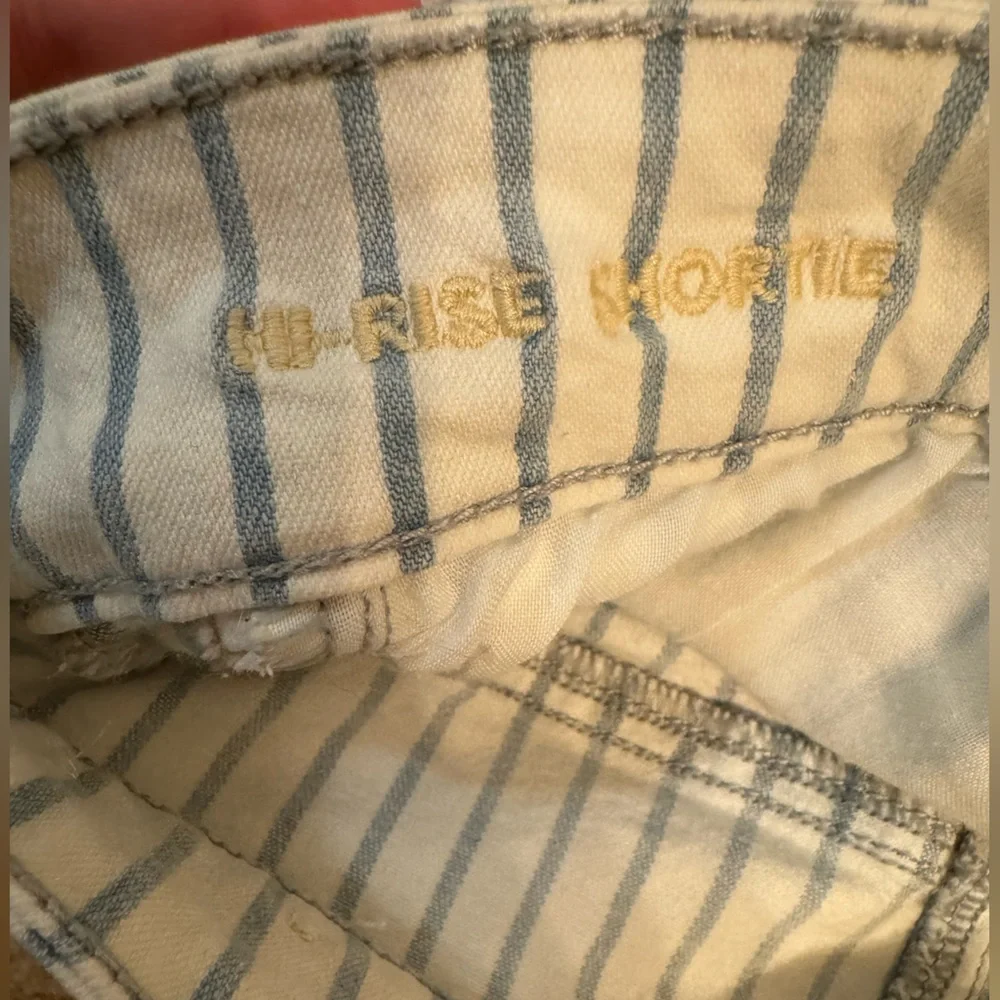 American Eagle High Waisted Striped Denim Short Short